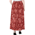 Red Paisley Pattern Print Chiffon Maxi Skirt