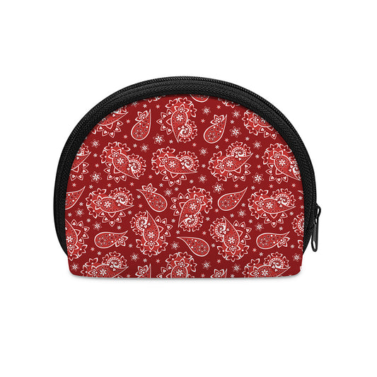 Red Paisley Pattern Print Coin Purse