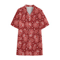 Red Paisley Pattern Print Cotton Hawaiian Shirt
