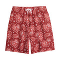 Red Paisley Pattern Print Cotton Shorts