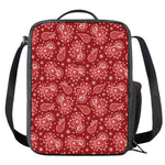 Red Paisley Pattern Print Crossbody Lunch Bag
