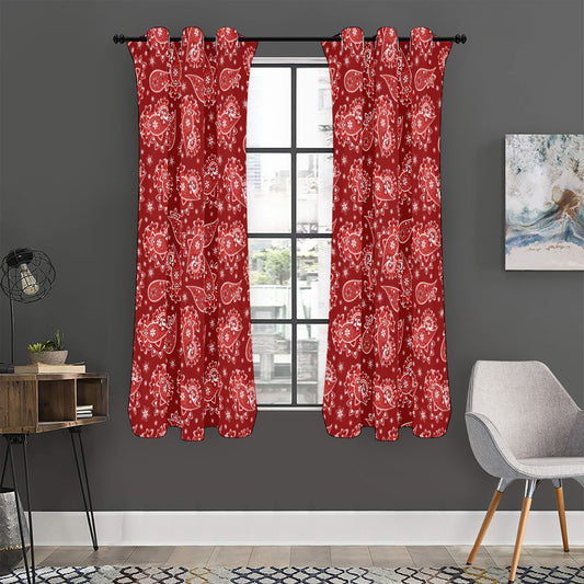 Red Paisley Pattern Print Curtain