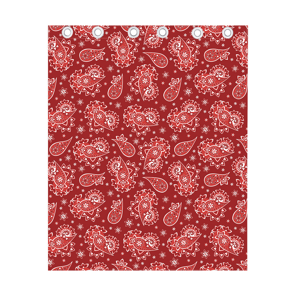 Red Paisley Pattern Print Curtain