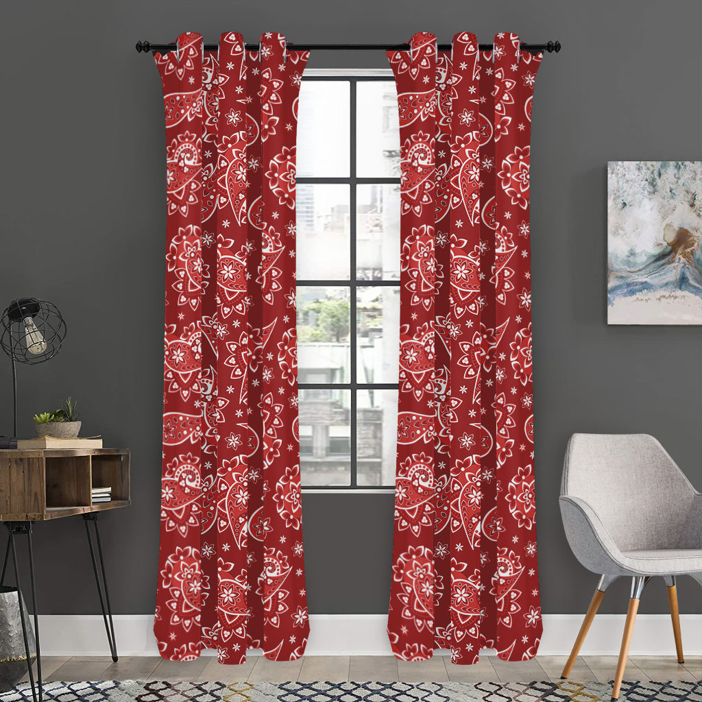 Red Paisley Pattern Print Curtain