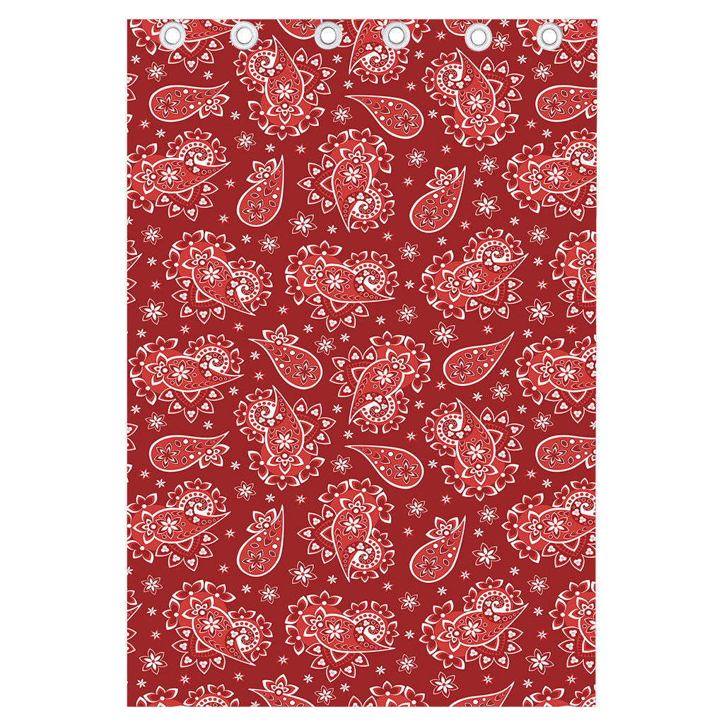 Red Paisley Pattern Print Curtain