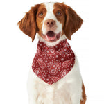 Red Paisley Pattern Print Dog Bandana