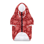 Red Paisley Pattern Print Dog Zip Up Hoodie