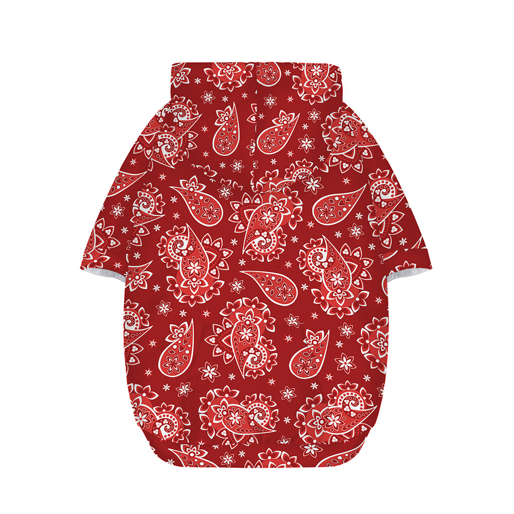 Red Paisley Pattern Print Dog Zip Up Hoodie