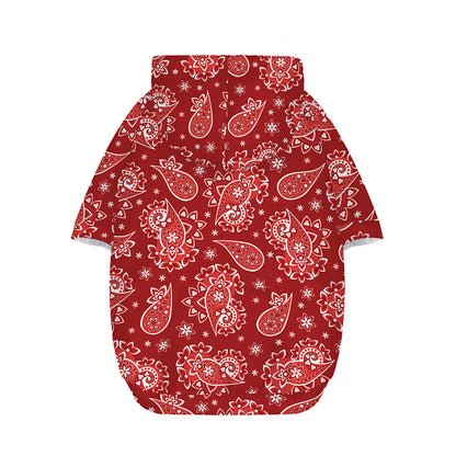 Red Paisley Pattern Print Dog Zip Up Hoodie