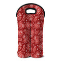 Red Paisley Pattern Print Double Neoprene Wine Tote