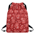 Red Paisley Pattern Print Drawstring Backpack