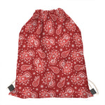 Red Paisley Pattern Print Drawstring Bag
