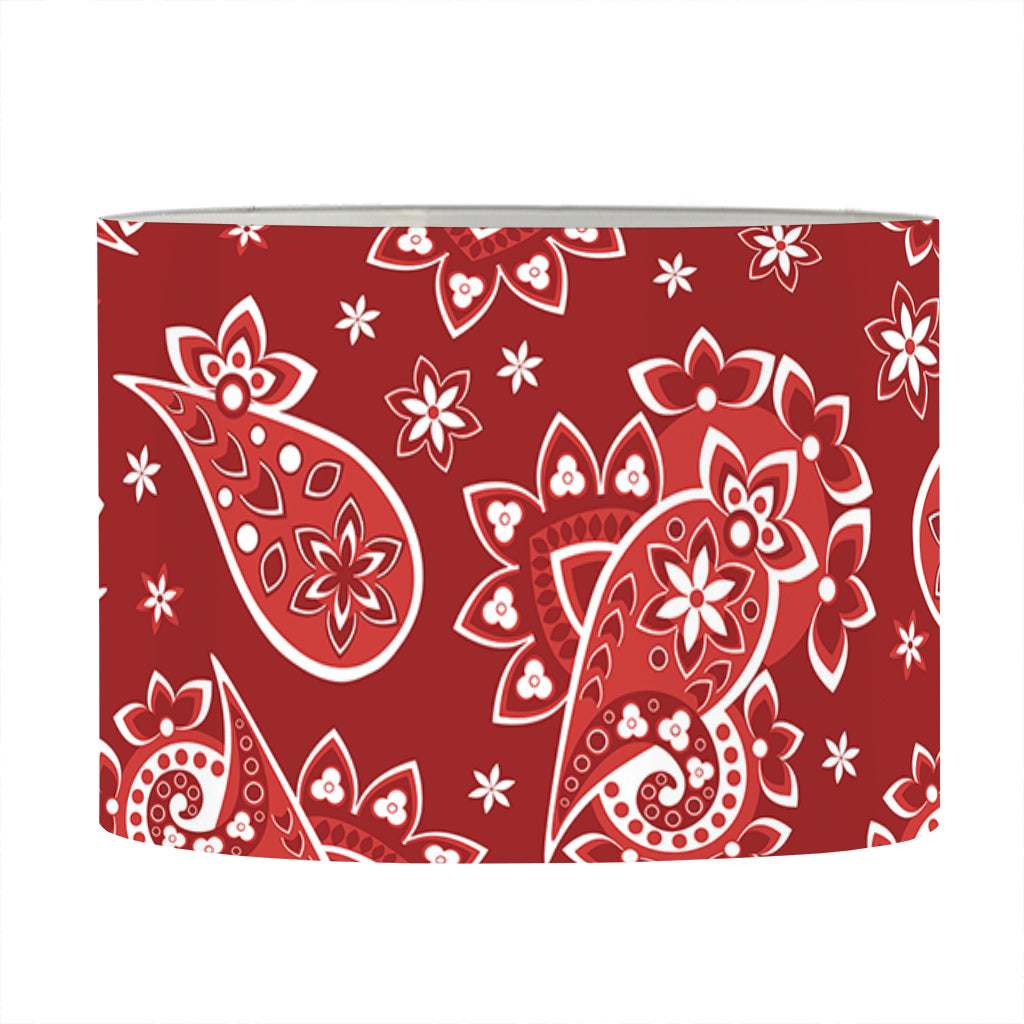 Red Paisley Pattern Print Drum Lamp Shade