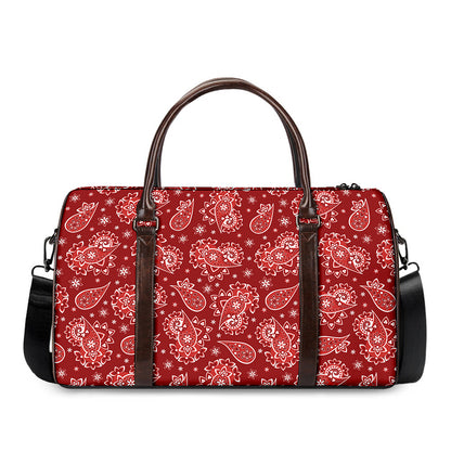Red Paisley Pattern Print Duffle Bag