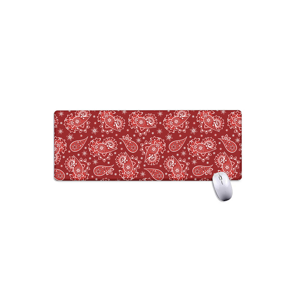 Red Paisley Pattern Print Extended Mouse Pad