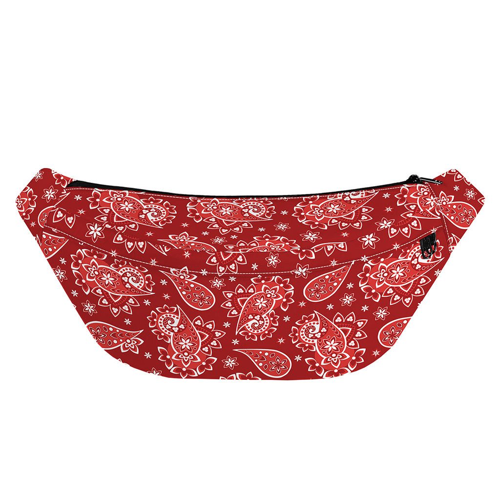 Red Paisley Pattern Print Fanny Pack