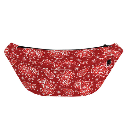 Red Paisley Pattern Print Fanny Pack