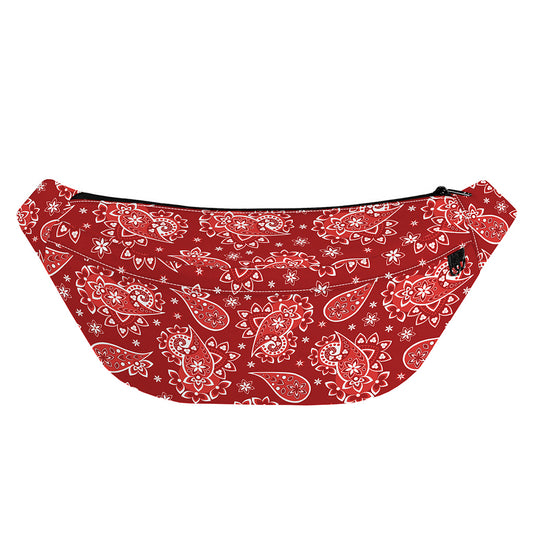 Red Paisley Pattern Print Fanny Pack