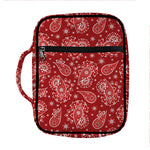 Red Paisley Pattern Print Front Pocket Bible Bag