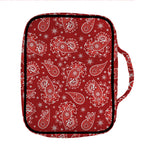 Red Paisley Pattern Print Front Pocket Bible Bag