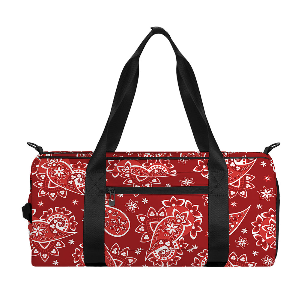 Red Paisley Pattern Print Gym Bag