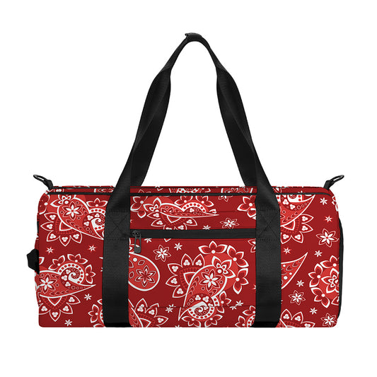 Red Paisley Pattern Print Gym Bag