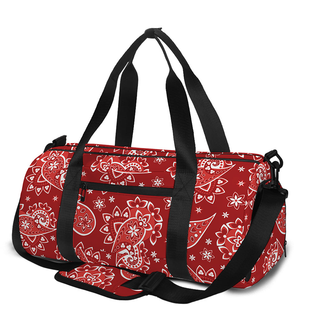Red Paisley Pattern Print Gym Bag