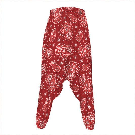 Red Paisley Pattern Print Hammer Pants