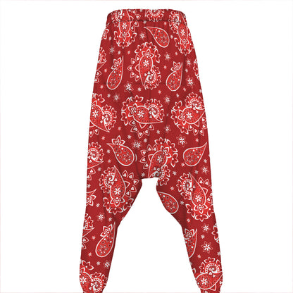 Red Paisley Pattern Print Hammer Pants