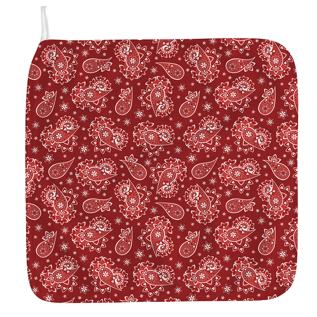 Red Paisley Pattern Print Hand Towel