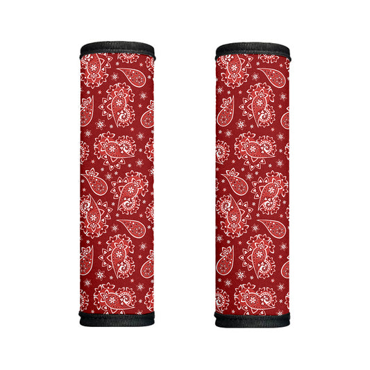 Red Paisley Pattern Print Handle Covers