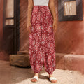 Red Paisley Pattern Print Harem Pants