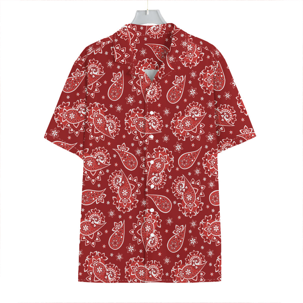Red Paisley Pattern Print Hawaiian Shirt
