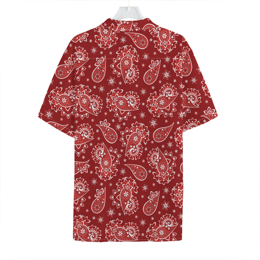 Red Paisley Pattern Print Hawaiian Shirt
