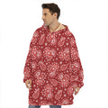 Red Paisley Pattern Print Hoodie Blanket