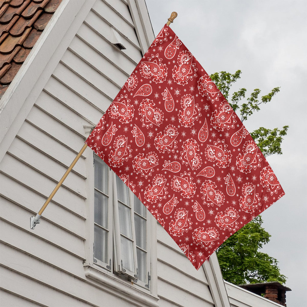 Red Paisley Pattern Print House Flag