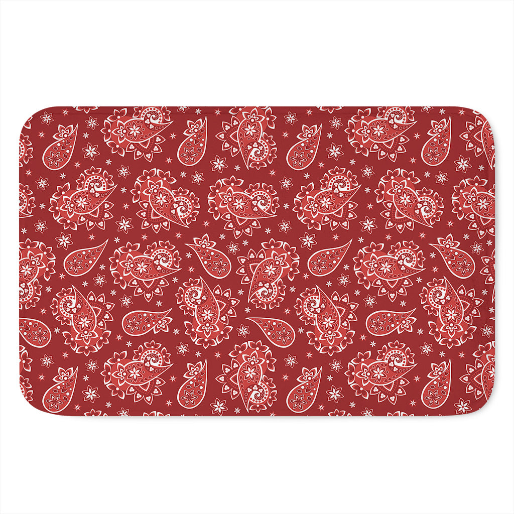 Red Paisley Pattern Print Indoor Door Mat