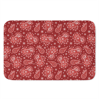 Red Paisley Pattern Print Indoor Door Mat