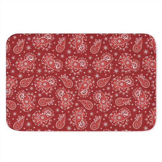 Red Paisley Pattern Print Indoor Door Mat