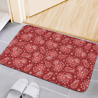 Red Paisley Pattern Print Indoor Door Mat