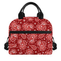 Red Paisley Pattern Print Insulated Lunch Bag