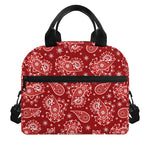 Red Paisley Pattern Print Insulated Lunch Bag