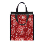 Red Paisley Pattern Print Insulated Lunch Tote