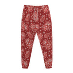 Red Paisley Pattern Print Jogger Pants