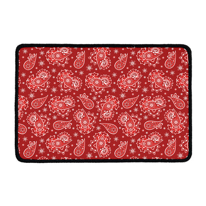 Red Paisley Pattern Print Kitchen Mat