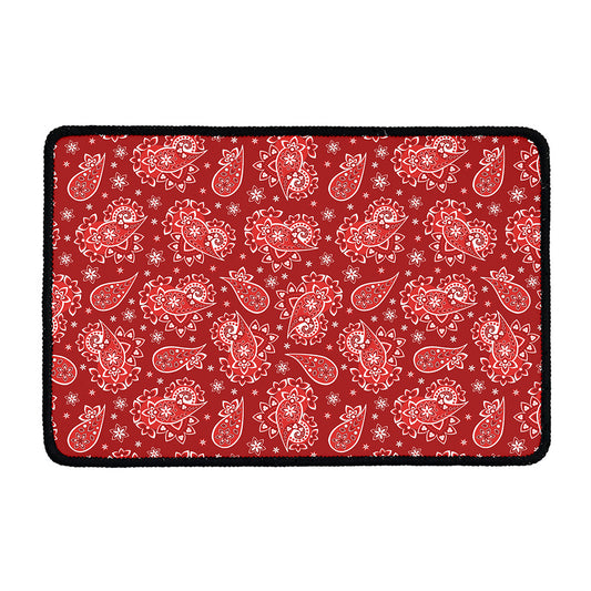 Red Paisley Pattern Print Kitchen Mat