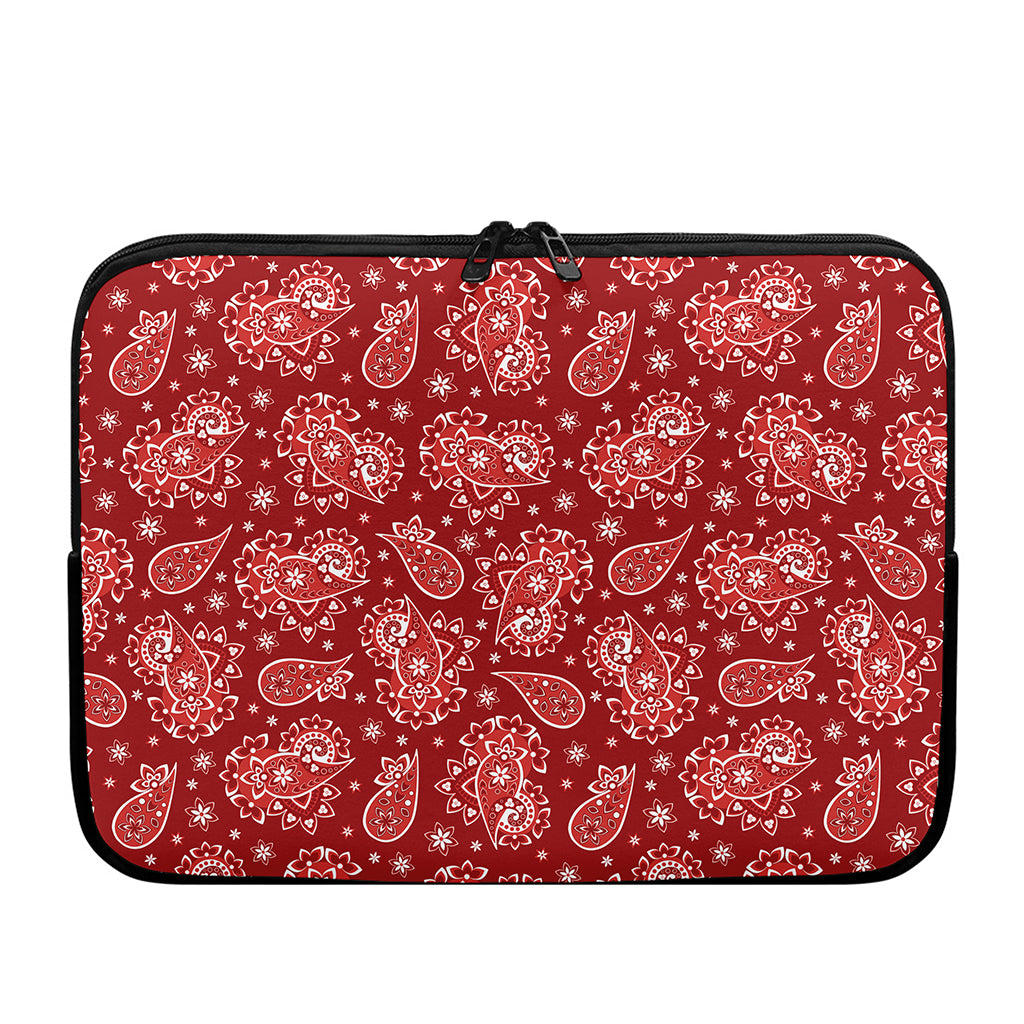 Red Paisley Pattern Print Laptop Sleeve