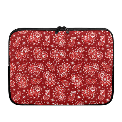 Red Paisley Pattern Print Laptop Sleeve