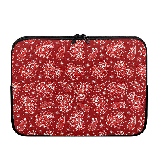 Red Paisley Pattern Print Laptop Sleeve