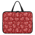 Red Paisley Pattern Print Laptop Sleeve With Handle